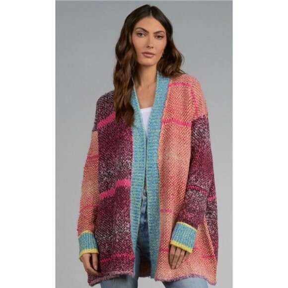 Elan Sweaters - Elan "Sinclair" Multi Color Chunky Knit Oversized Cardigan Size M NEW W/TAGS